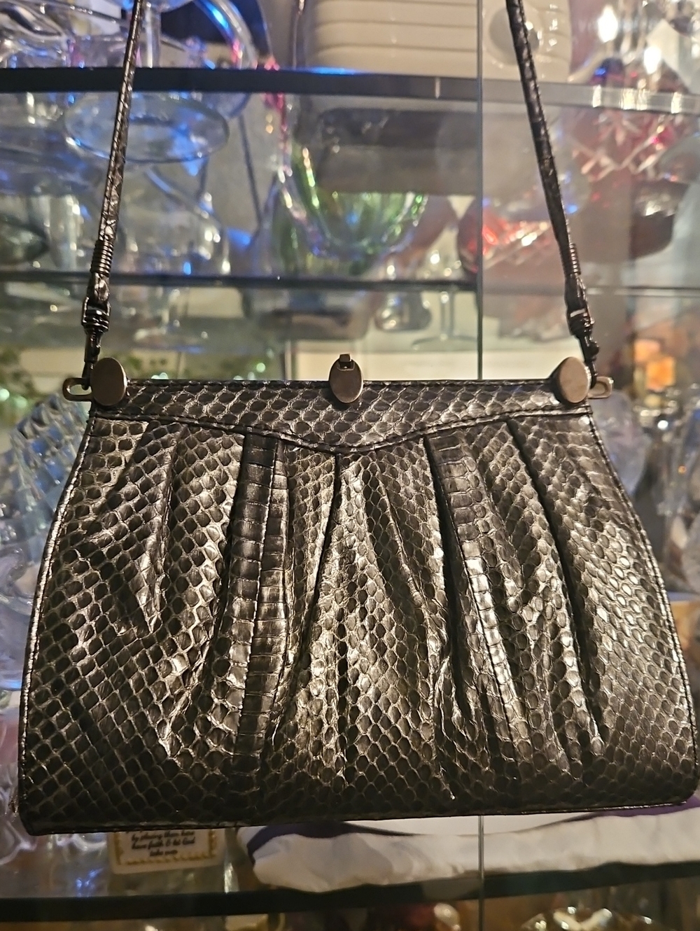 Vintage Timmy Woods Beverly Hills Genuine Snakeskin Convertible Clutch Bag